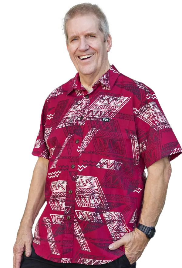 steve alm in aloha shirt